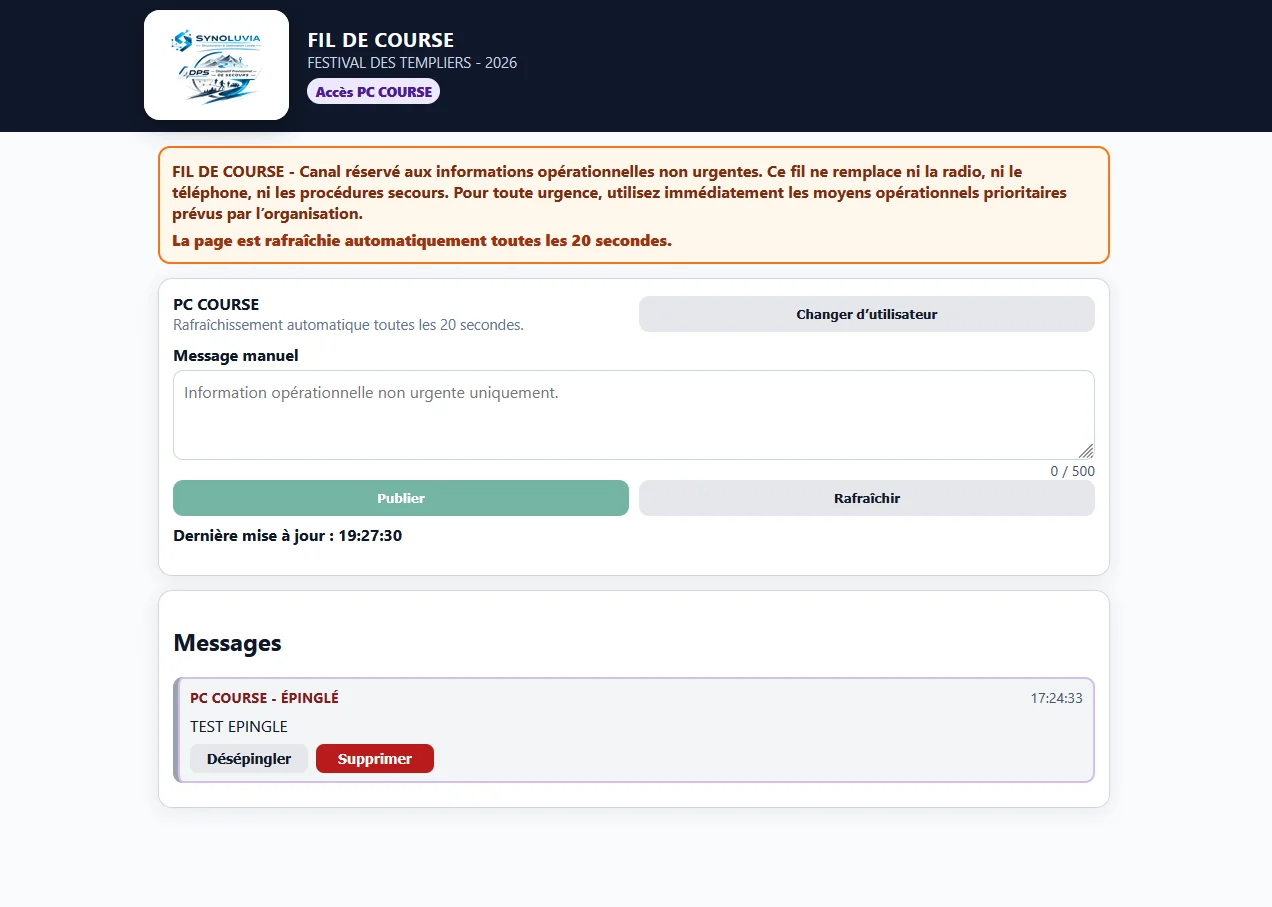 Page web FIL DE COURSE